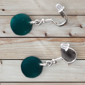 Ella Fait créations uniques résine boucles d'oreilles petits ronds verts support argenté