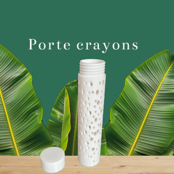 Ella Fait créations uniques 3d tube porte crayons blanc avec trous